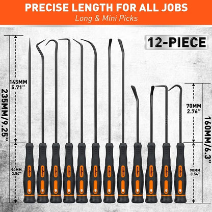HORUSDY 12Pc Precision Hook and Pick Set O-Ring Seal Remover Hooks Puller Tool - Image 2