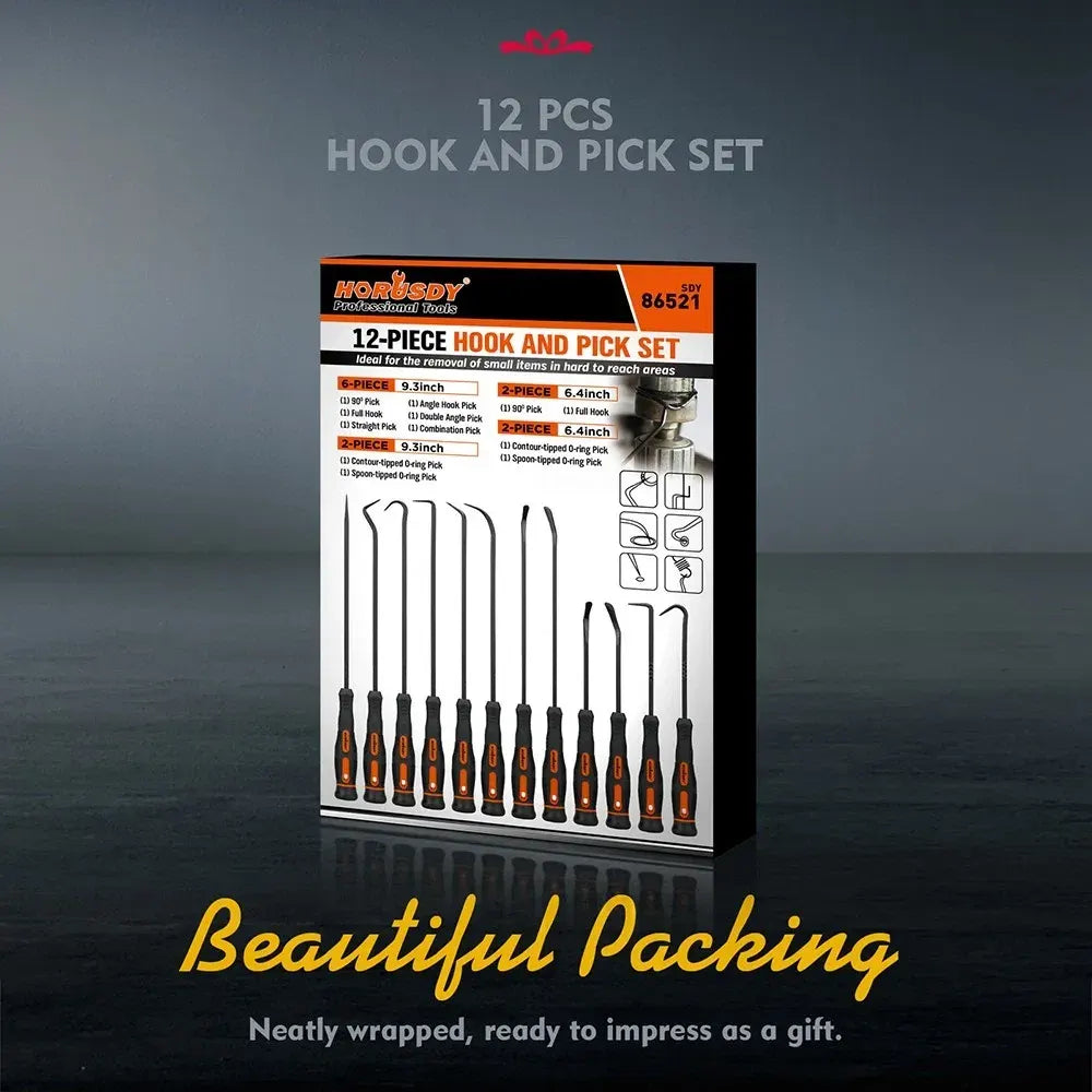 HORUSDY 12Pc Precision Hook and Pick Set O-Ring Seal Remover Hooks Puller Tool - Image 9