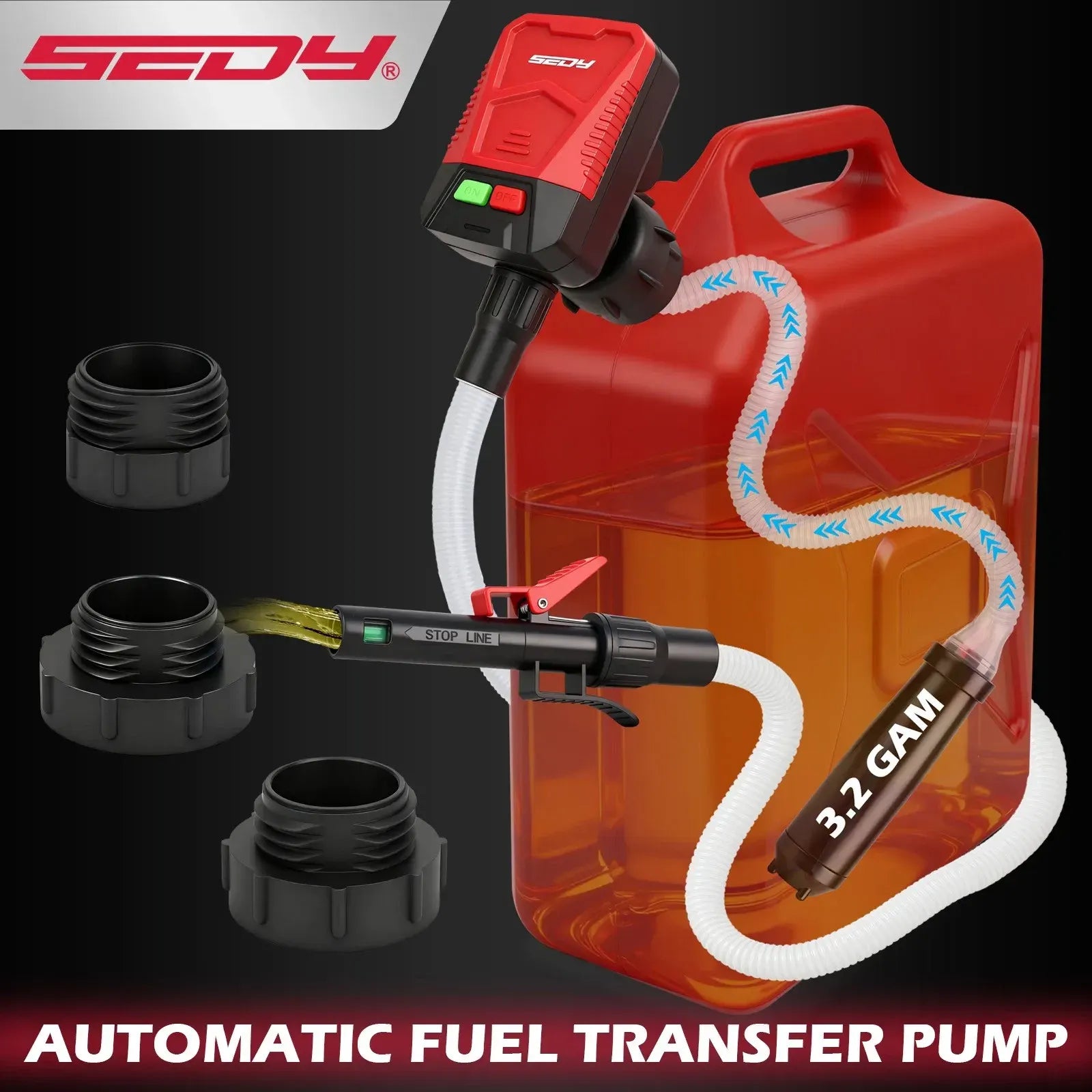 SEDY 3.2 GPM Automatic Shut Off Fuel Transfer Pump Battery Powered Diesel Pump