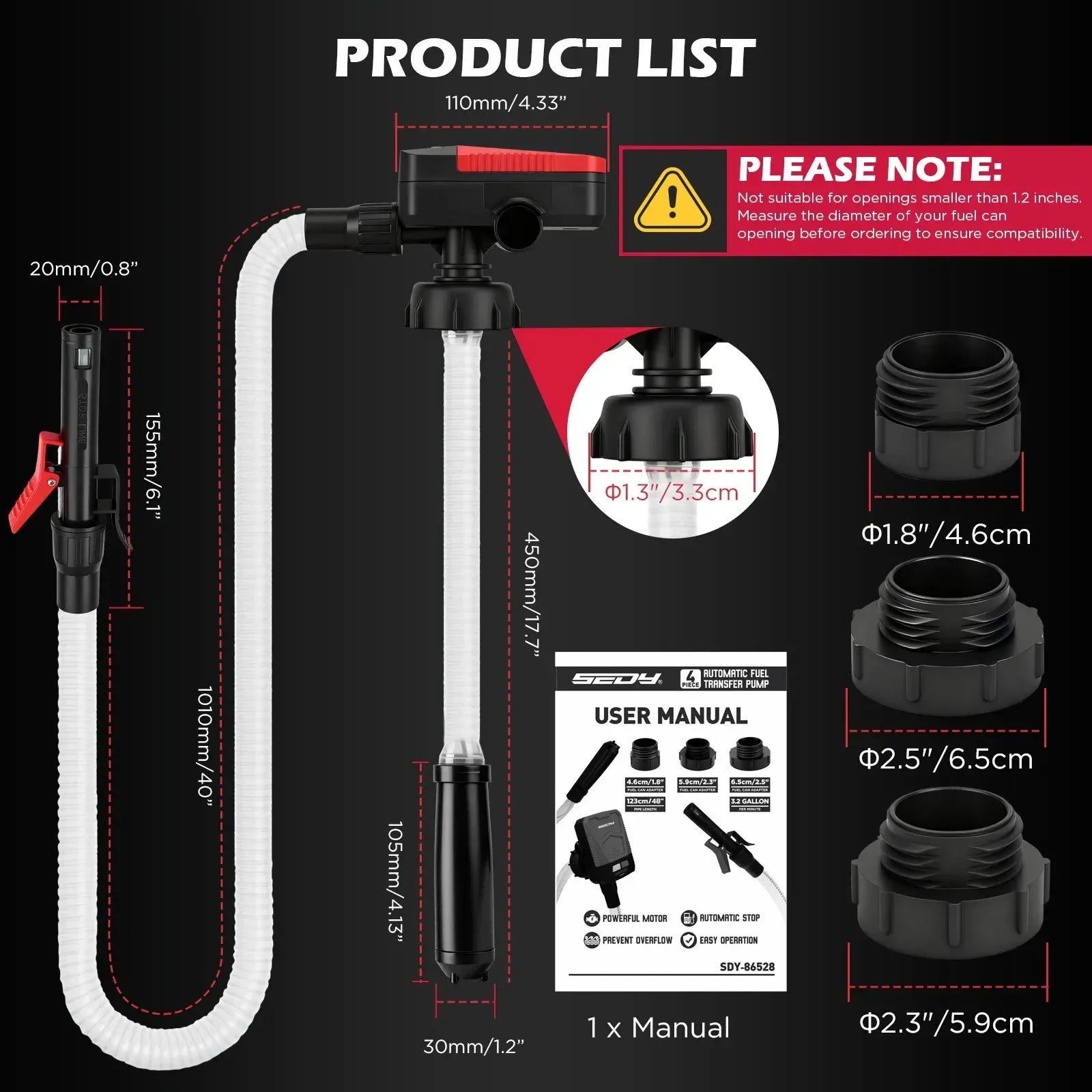SEDY 3.2 GPM Automatic Shut Off Fuel Transfer Pump Battery Powered Diesel Pump - Image 2