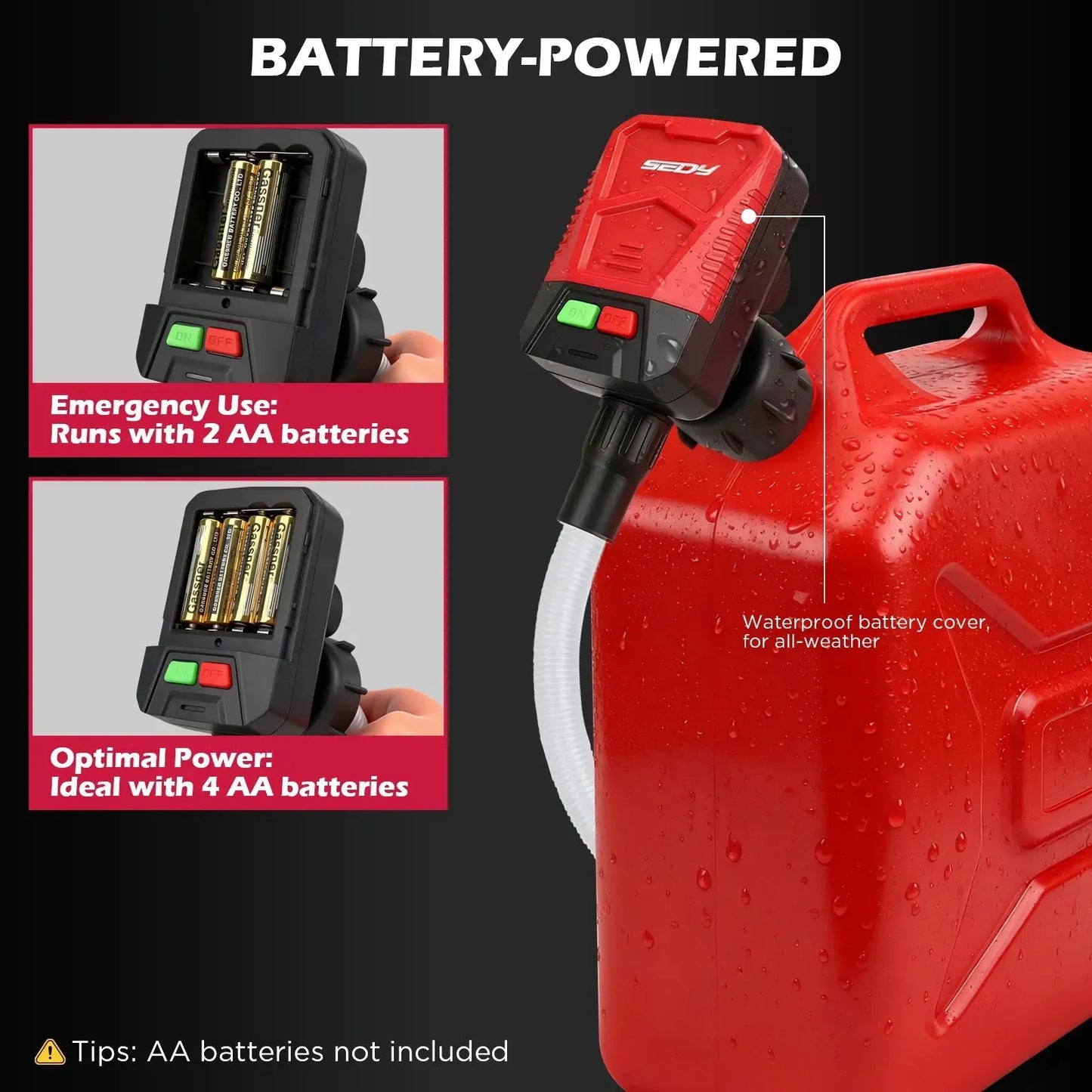 SEDY 3.2 GPM Automatic Shut Off Fuel Transfer Pump Battery Powered Diesel Pump - Image 6