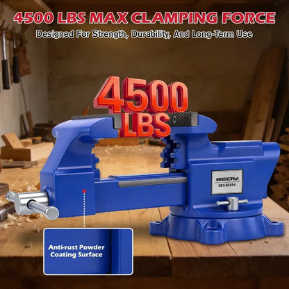 SEDY 6" Bench Vise Heavy Duty Workbench Clamp Anvil 360° Swivel Base Jaw Pads - Image 5