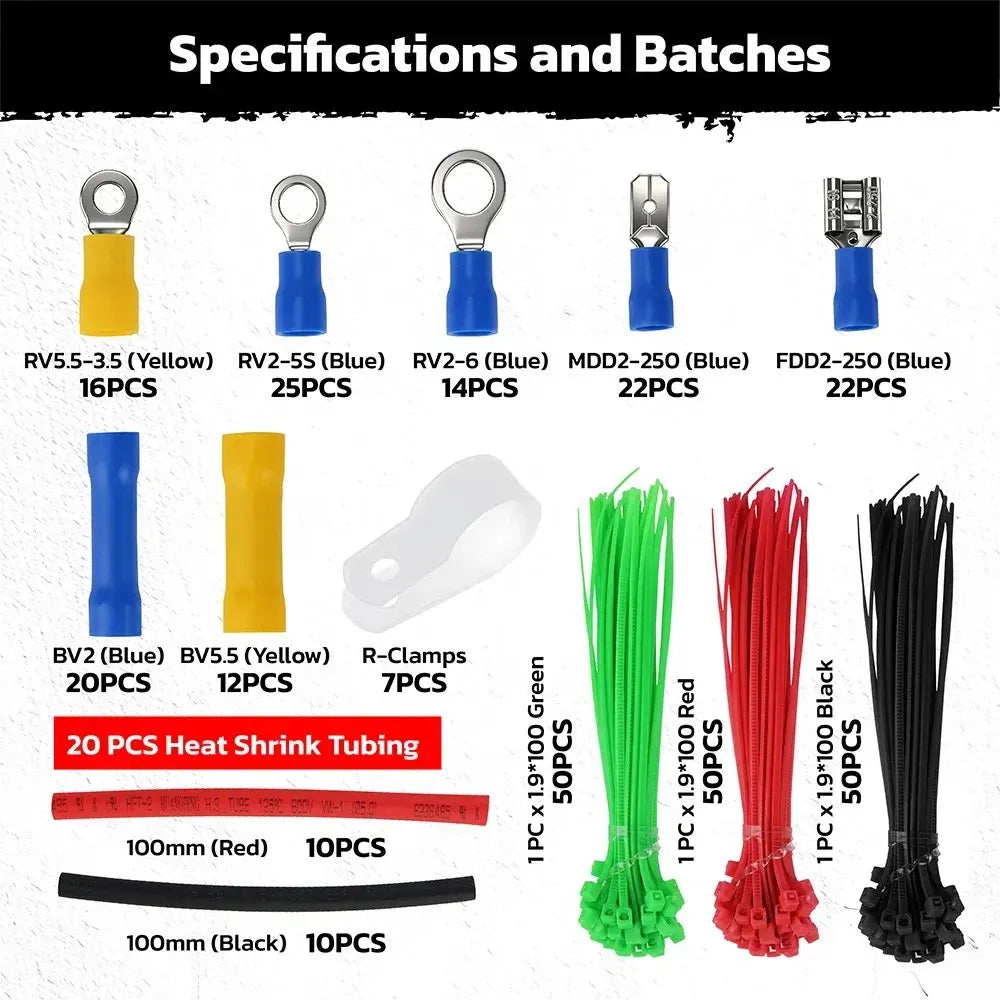 HORUSDY 308PCS Crimp Terminals Kit Ring Spade Butt Connector Set for Wiring - Image 2