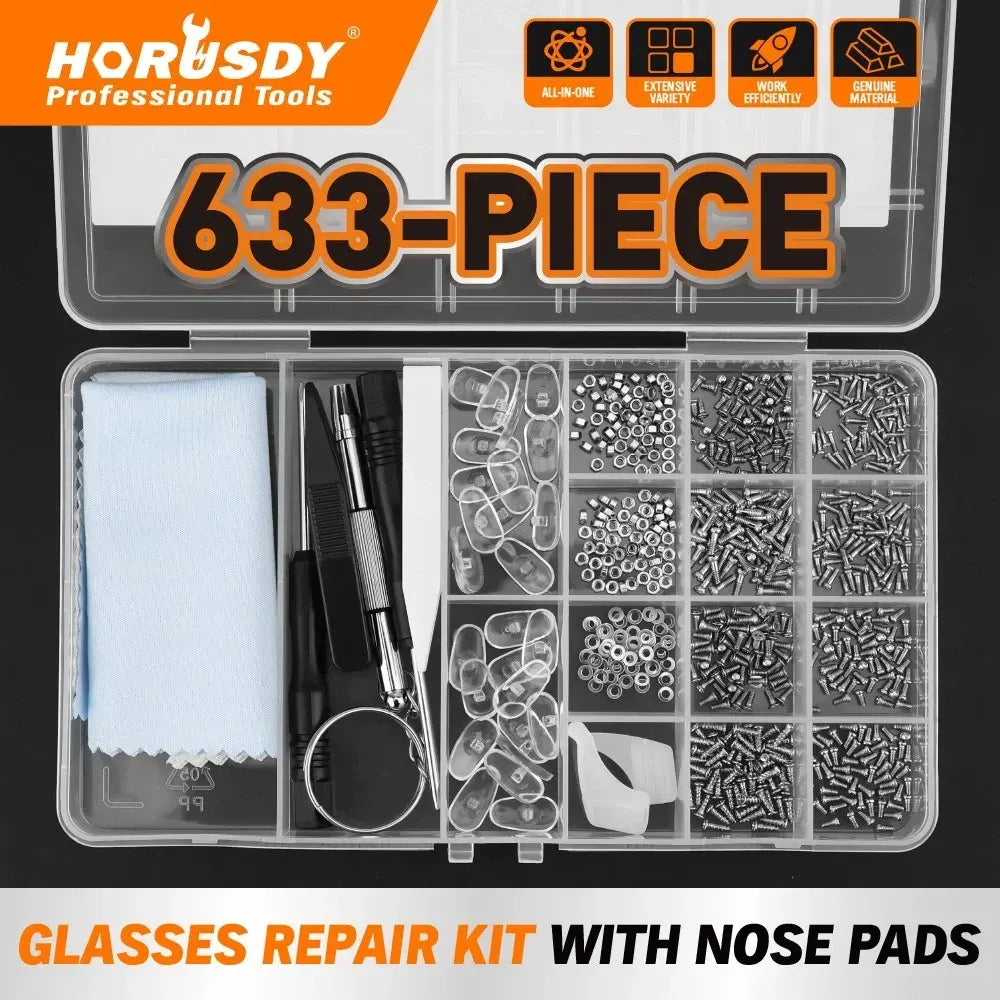 Eyeglass Sun Glasses Optical Repair Tool Screw Nut Nose Pad Assortment Set Kit