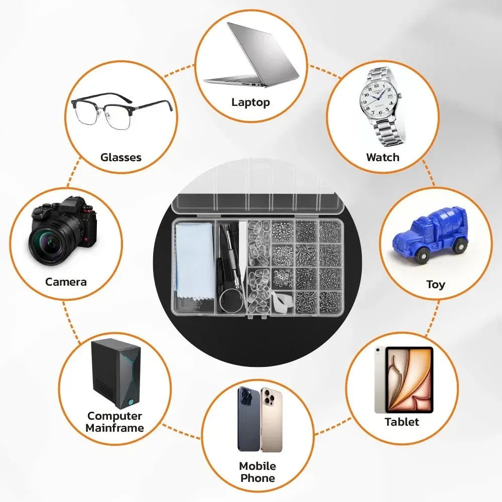 Eyeglass Sun Glasses Optical Repair Tool Screw Nut Nose Pad Assortment Set Kit - Image 8