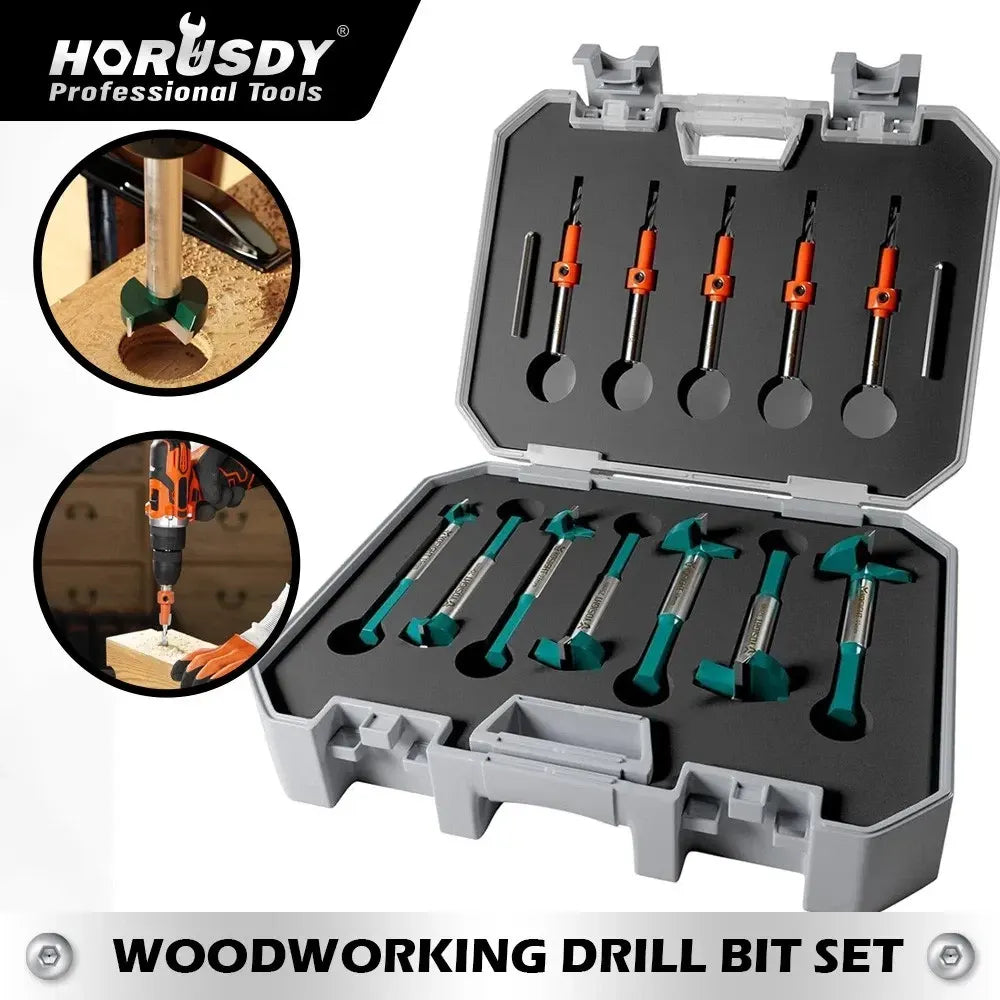 Woodworking Drill Bit Set Forstner 15-35mm Countersink Hex Shank Forstner Bits