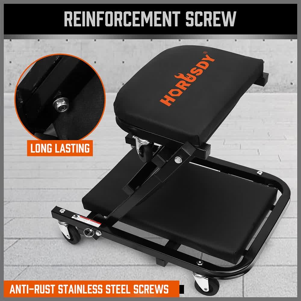 40inch 2 in 1 Folding Creeper Mechanic Z Seat Garage Workshop Rolling Work Stool - Image 7