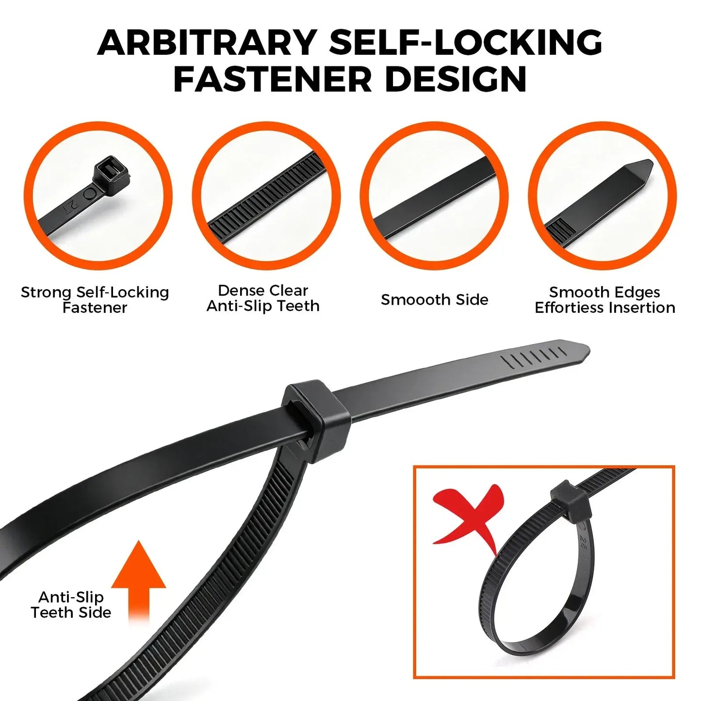520Pcs Cable Ties Zip Ties Nylon UV Stabilised Bulk Black Cable Tie Black Au - Image 4