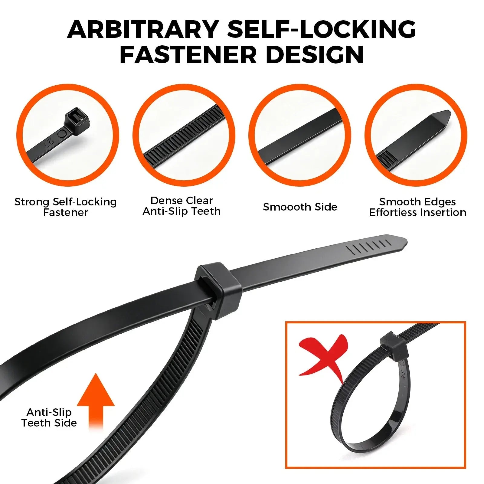 520Pcs Cable Ties Zip Ties Nylon UV Stabilised Bulk Black Cable Tie Black Au - Image 4