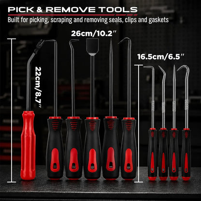 SEDY 15pc Auto Trim Removal Tool Kit Pick & Hook Set LED Magnetic Pickup - Image 2