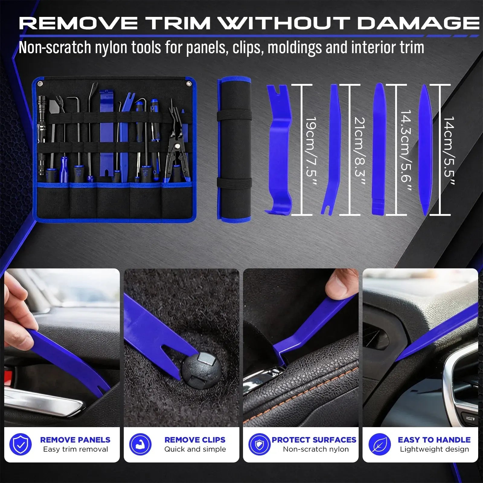 SEDY 18Pcs Auto Trim Removal Tool Kit Pick and Hook Set LED Magnetic Pickup - Image 4