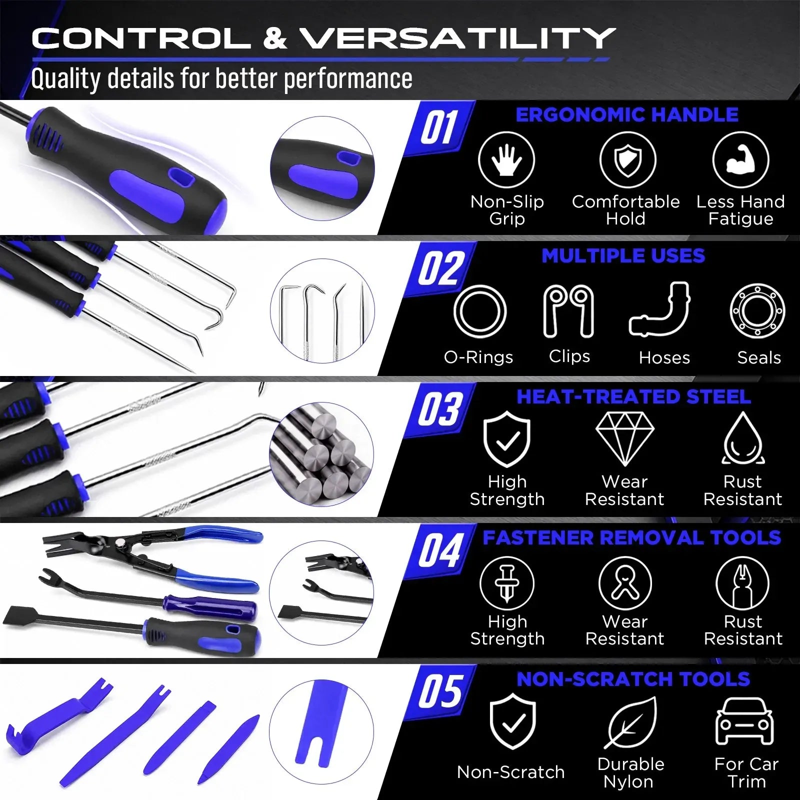 SEDY 18Pcs Auto Trim Removal Tool Kit Pick and Hook Set LED Magnetic Pickup - Image 5