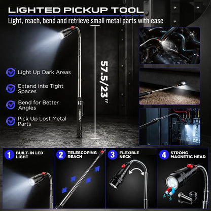 SEDY 18Pcs Auto Trim Removal Tool Kit Pick and Hook Set LED Magnetic Pickup - Image 6