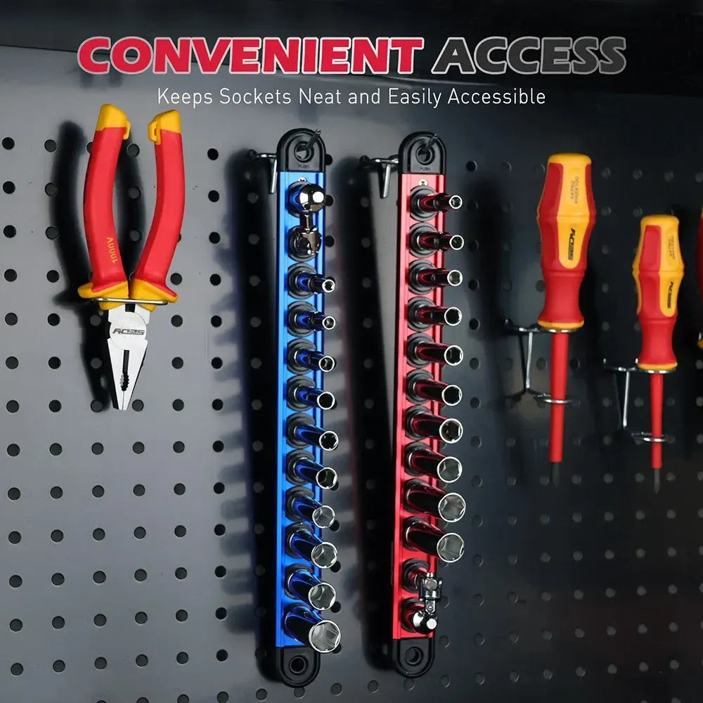 SEDY 1/4" Deep Socket Set Metric 4-13mm Long Sockets w/ Magnetic Rail Organizer - Image 7