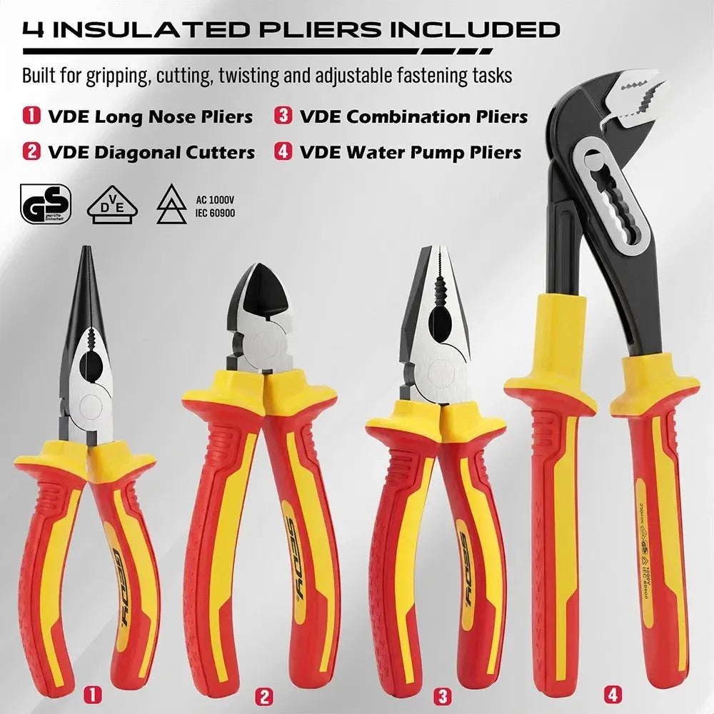 SEDY 18Pcs 1000V Insulated Electrician Tool Set Magnetic Screwdriver Pliers Kit - Image 3