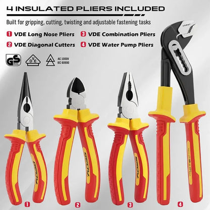 SEDY 18Pcs 1000V Insulated Electrician Tool Set Magnetic Screwdriver Pliers Kit - Image 3
