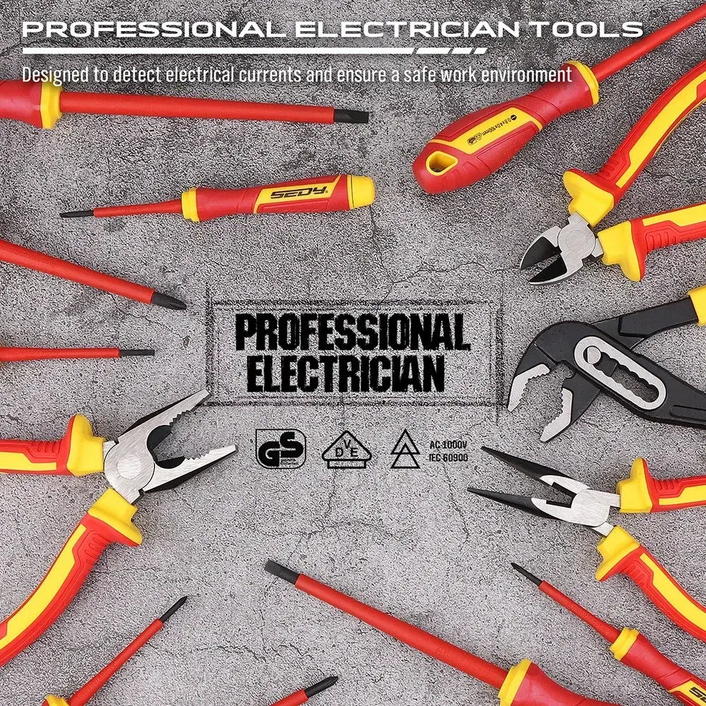 SEDY 18Pcs 1000V Insulated Electrician Tool Set Magnetic Screwdriver Pliers Kit - Image 6