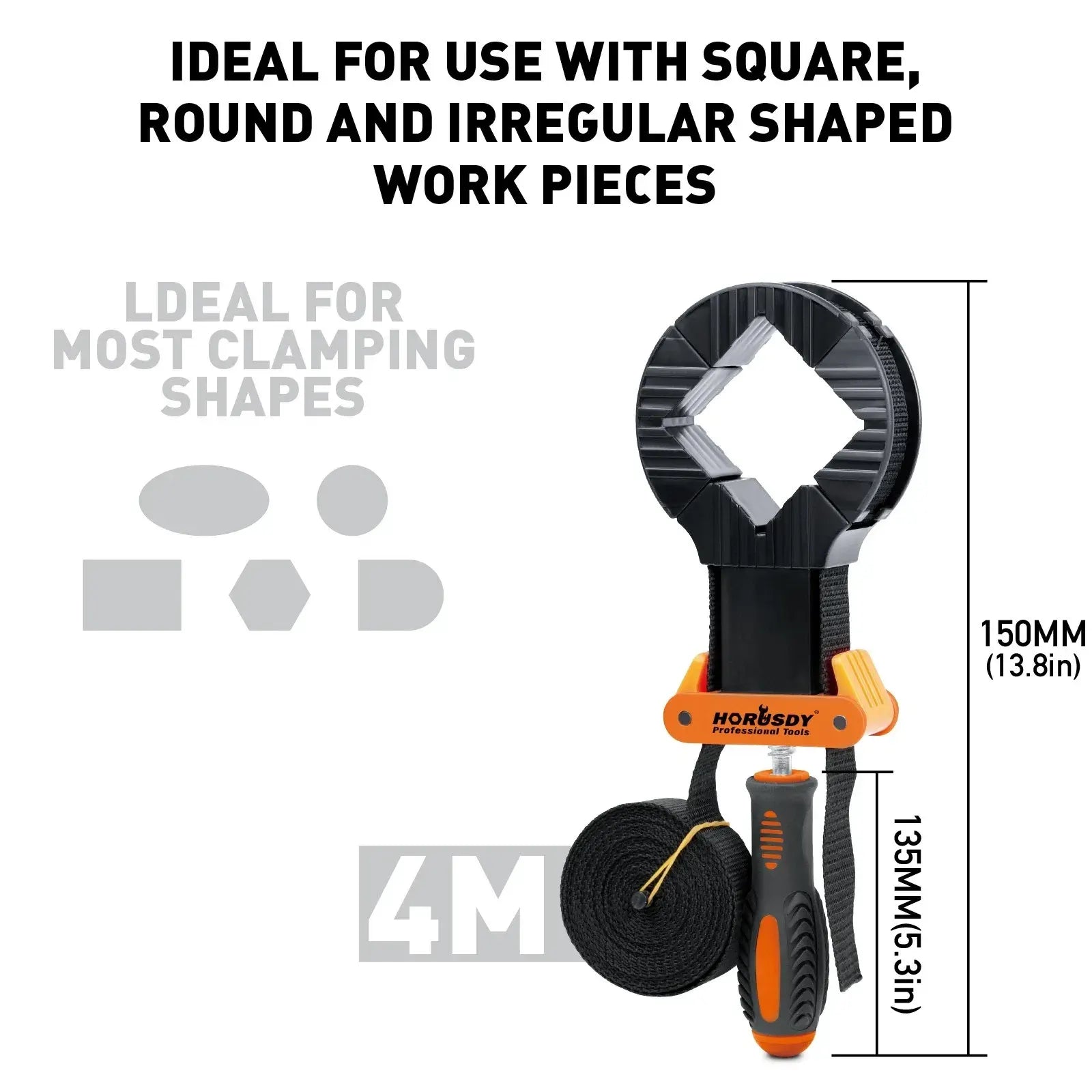 HORUSDY 4PCS Belt Clamp Set Spring Clamps 4M Adjustable Strap Frame Woodworking - Image 3