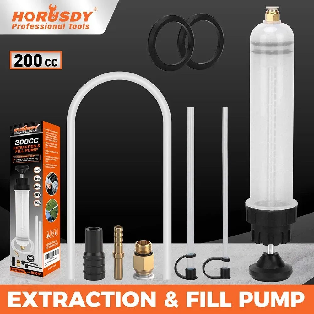 HORUSDY 200CC Manual Fluid Extractor Pump Oil Transfer Syringe Tool Automotive