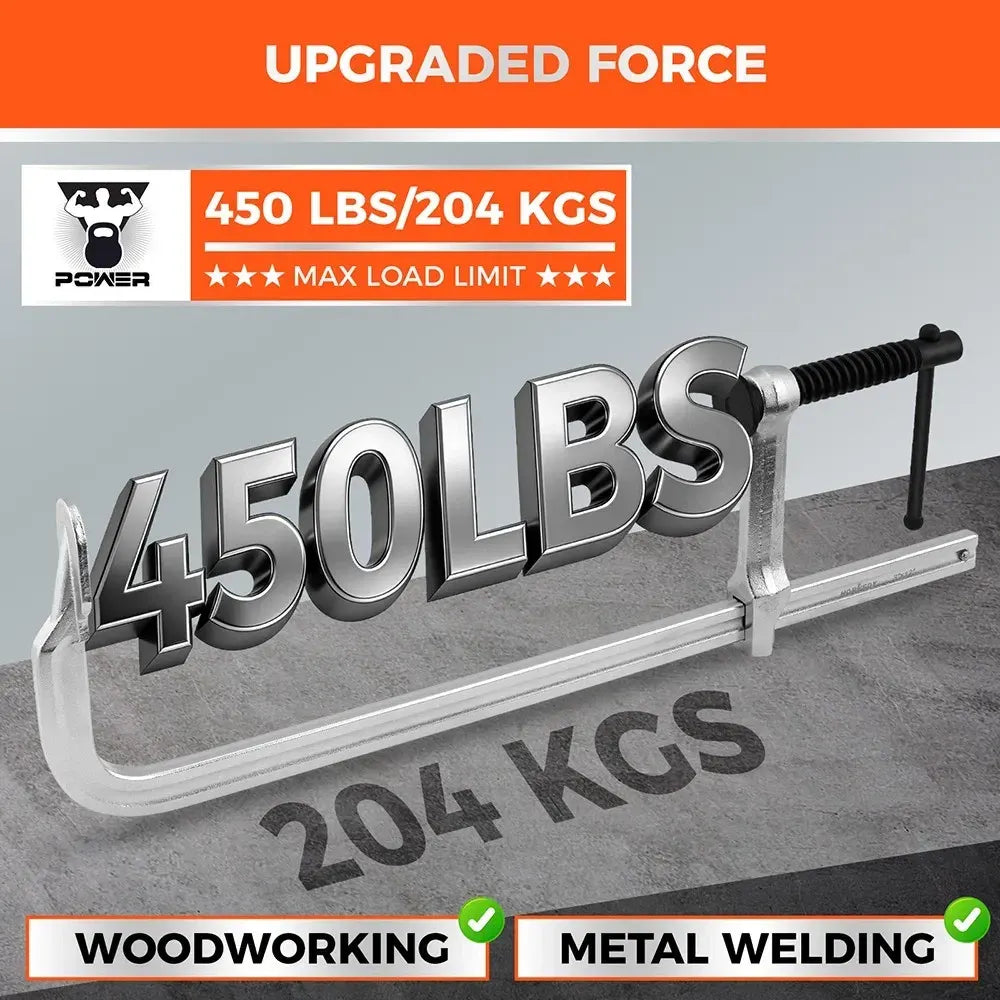 4Pcs 12" Heavy Duty F Clamp 450lbs Capacity Woodworking Drop-Forged Steel Frame - Image 4