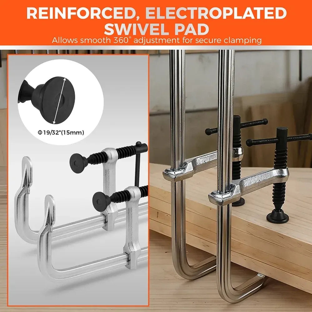 4Pcs 12" Heavy Duty F Clamp 450lbs Capacity Woodworking Drop-Forged Steel Frame - Image 7