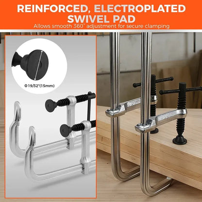 4Pcs 12" Heavy Duty F Clamp 450lbs Capacity Woodworking Drop-Forged Steel Frame - Image 7
