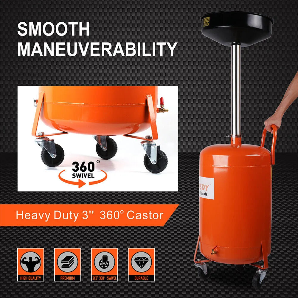 HORUSDY 80L Mobile Waste Oil Drainer Telescopic Workshop Fluid Collection Tank - Image 4