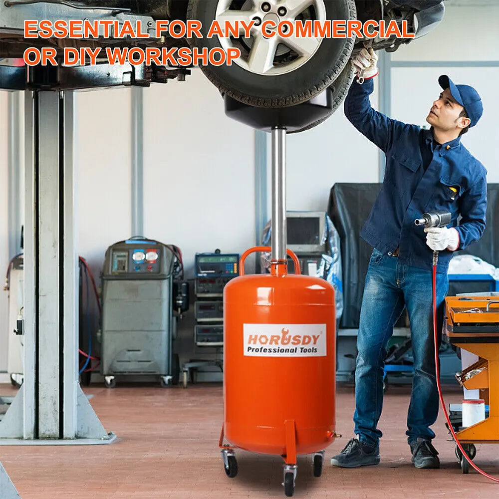 HORUSDY 80L Mobile Waste Oil Drainer Telescopic Workshop Fluid Collection Tank - Image 9