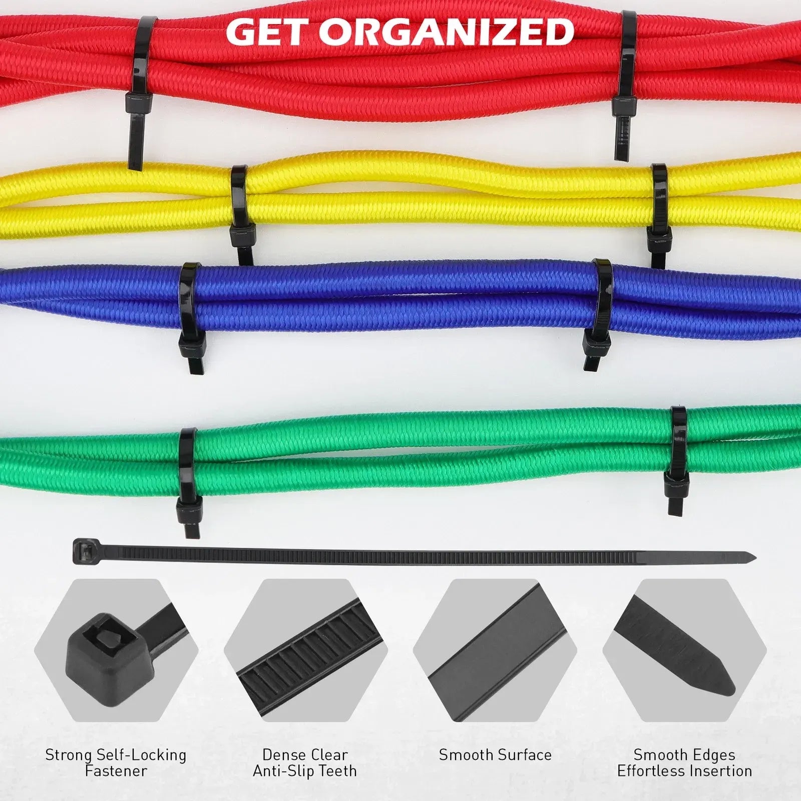 SEDY 60Pcs Bungee Cords Set Heavy Duty Tie Down Straps Camping Moving w/ Hooks - Image 6