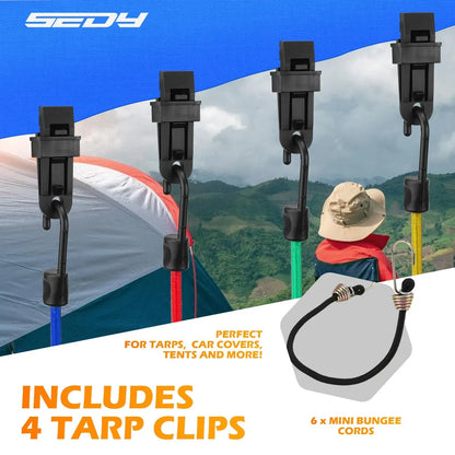 SEDY 60Pcs Bungee Cords Set Heavy Duty Tie Down Straps Camping Moving w/ Hooks - Image 7