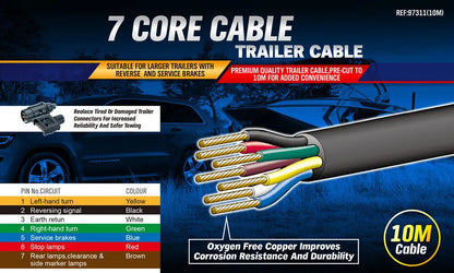 10M X 7 Core Wire Cable Trailer Cable Automotive Boat Caravan Truck Coil V90 PVC - Image 2