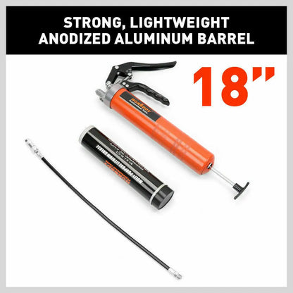 18'' Manual Pistol Grip Grease Gun Flow Pressure 4500PSI Flexi Hose & Coupler - Image 5