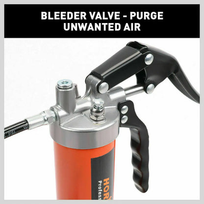 18'' Manual Pistol Grip Grease Gun Flow Pressure 4500PSI Flexi Hose & Coupler - Image 8