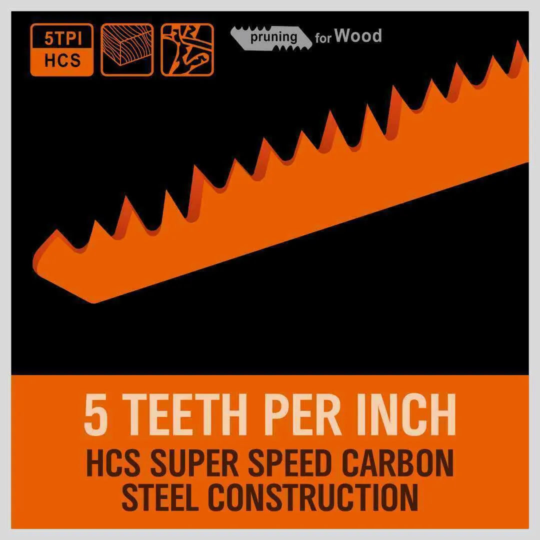 5Pc 9" / 240mm Reciprocating Saw Blades 5TPI Wood Timber Pruning Tool W/T Case - Image 3