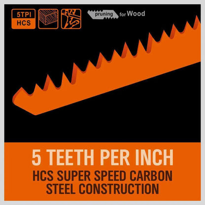 5Pc 9" / 240mm Reciprocating Saw Blades 5TPI Wood Timber Pruning Tool W/T Case - Image 3