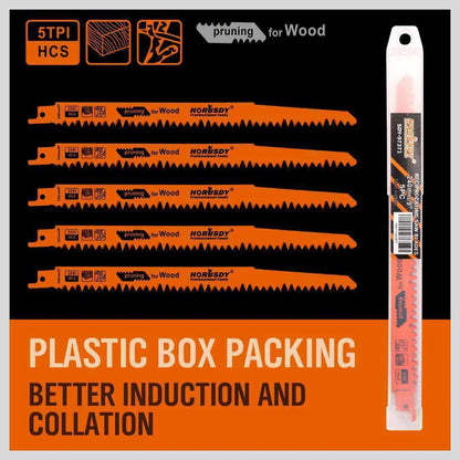 5Pc 9" / 240mm Reciprocating Saw Blades 5TPI Wood Timber Pruning Tool W/T Case - Image 7