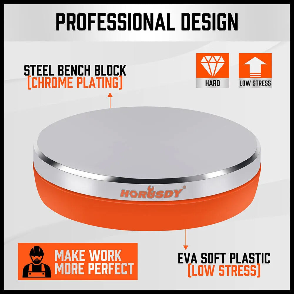 3" Steel Bench Block Round Jewelry Stamping Tool Mirror Polishing with 2-Punches - Image 4