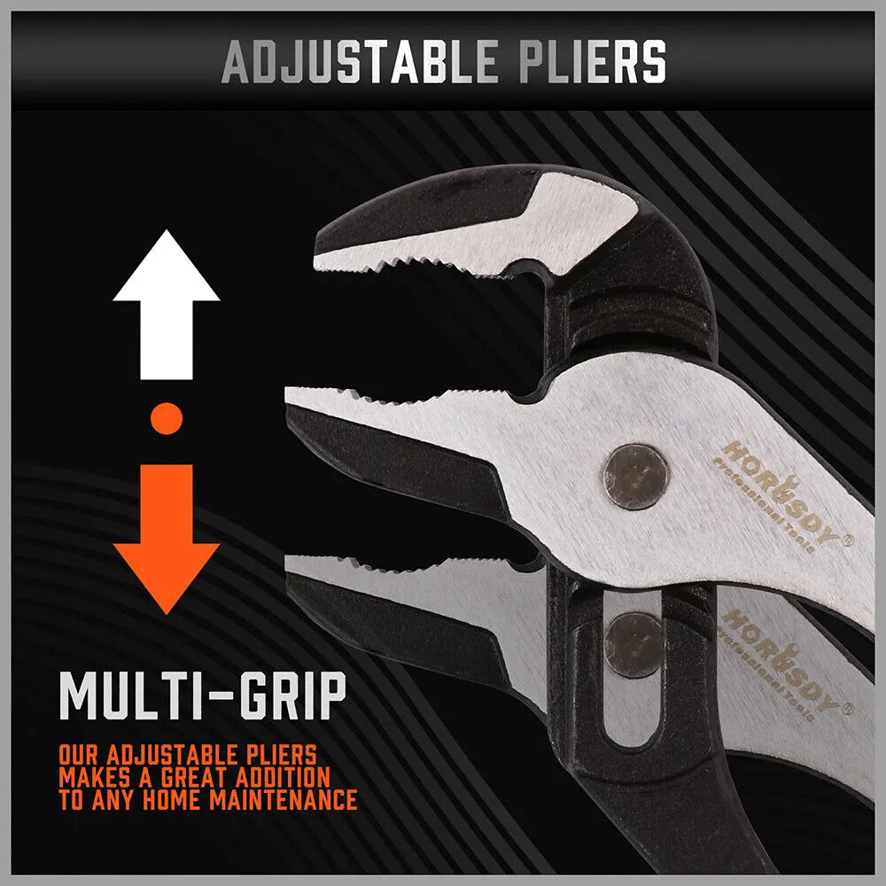 2Pc Groove Joint Pliers 8 & 10-inch Multi Grip Non-Slip Heavy Duty Pipe Wrench - Image 7