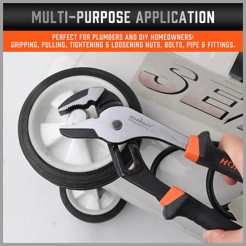 2Pc Groove Joint Pliers 8 & 10-inch Multi Grip Non-Slip Heavy Duty Pipe Wrench - Image 8