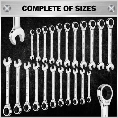 ELEAD 33Pcs Ratchet Wrench Set SAE Metric Wrench Phillips Slotted Bits Adapter - Image 4