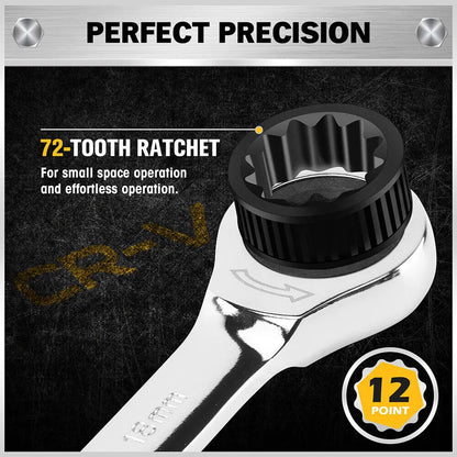 ELEAD 33Pcs Ratchet Wrench Set SAE Metric Wrench Phillips Slotted Bits Adapter - Image 6