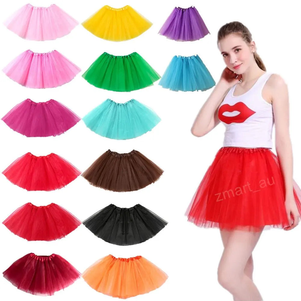New Adults Tulle Tutu Skirt Dressup Party Costume Ballet Womens Girls Dance Wear, Orange, Adults - Image 2