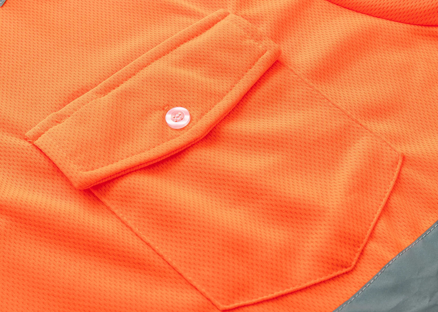 HI VIS Short Sleeve Workwear Shirt w Reflective Tape Cool Dry Safety Polo 2 Tone, Fluoro Orange / Navy, L - Image 4