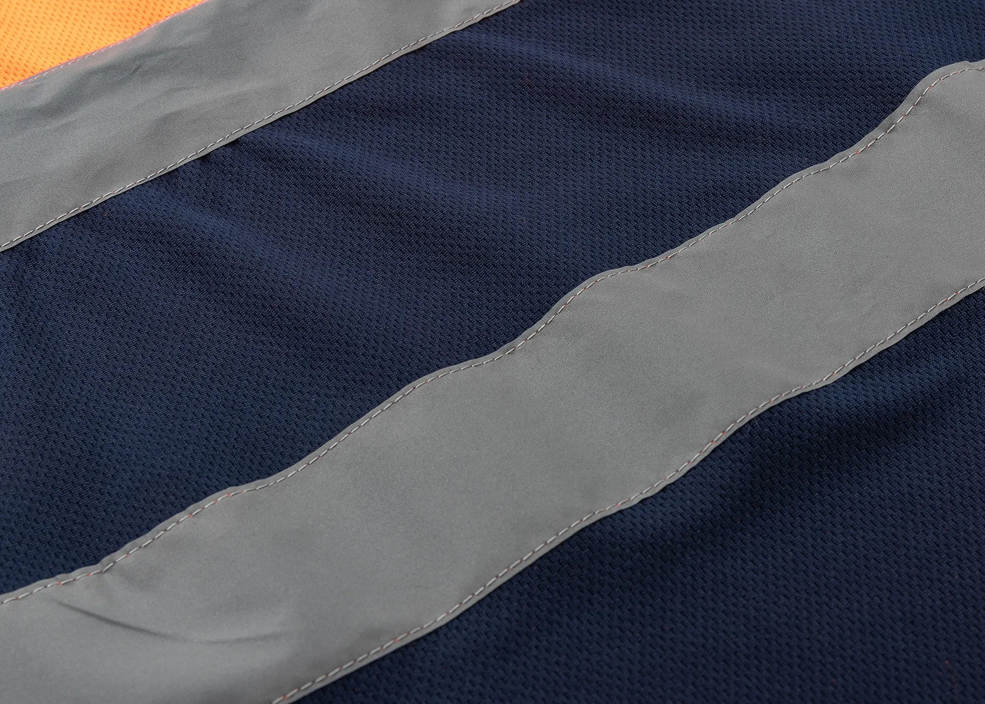 HI VIS Short Sleeve Workwear Shirt w Reflective Tape Cool Dry Safety Polo 2 Tone, Fluoro Orange / Navy, L - Image 5