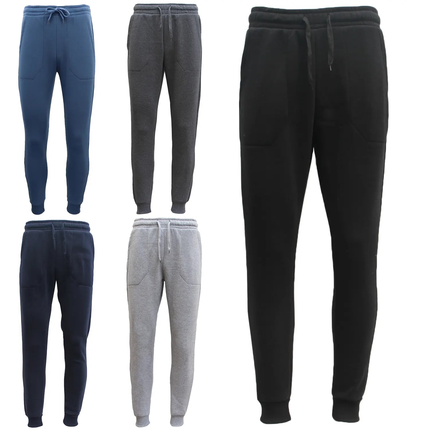 Mens Unisex Fleece Lined Sweat Track Pants Suit Casual Trackies Slim Cuff XS-6XL, Black, S - Image 2