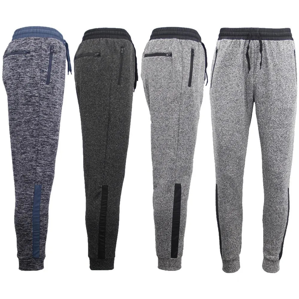 Mens Joggers Trousers Gym Sport Casual Sweat Track Pants Cuffed Hem w Zip Pocket, Light Grey, M - Image 2