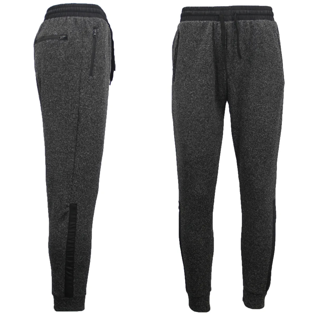 Mens Joggers Trousers Gym Sport Casual Sweat Track Pants Cuffed Hem w Zip Pocket, Light Grey, M - Image 3