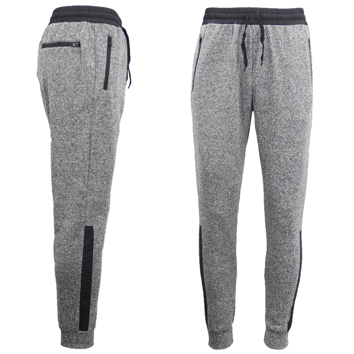 Mens Joggers Trousers Gym Sport Casual Sweat Track Pants Cuffed Hem w Zip Pocket, Light Grey, M - Image 4