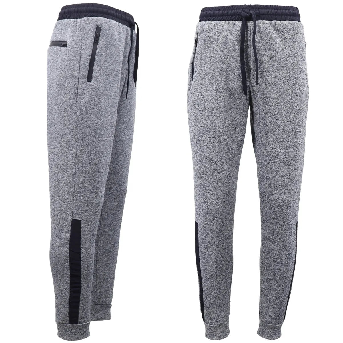 Mens Joggers Trousers Gym Sport Casual Sweat Track Pants Cuffed Hem w Zip Pocket, Light Grey, M - Image 6