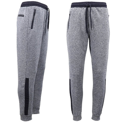 Mens Joggers Trousers Gym Sport Casual Sweat Track Pants Cuffed Hem w Zip Pocket, Light Grey, M - Image 6